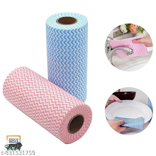 Pioneer Non-Woven Reusable Kitchen Towel Roll, Highly Absorbent, Multicolour, Pack of 2 (80 Pulls Per Roll, 160 Sheets) - Fluxx Kart