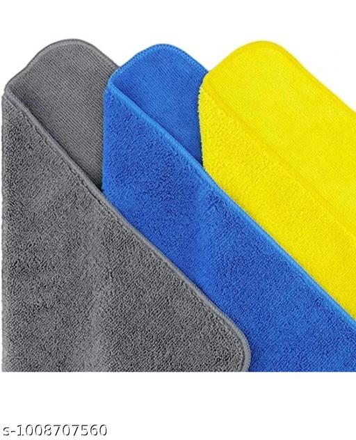 Cotton Kitchen Cleaning Napkin Cloth Pack of 3 | 40x40 cm | Surmai Yellow Blue | Dish Wipe, Glass & Counter Cleaning - Fluxx Kart