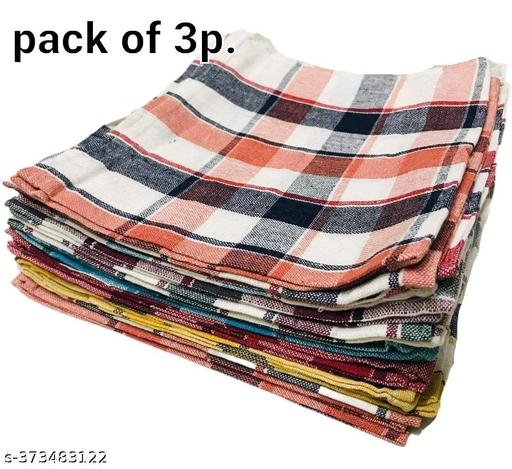 Set of 3 Check Style Kitchen and Cleaning Multipurpose Cloth | 100% Cotton | 21 x 21 Inch Guaranteed Exact Size (3 Pcs) - Fluxx Kart