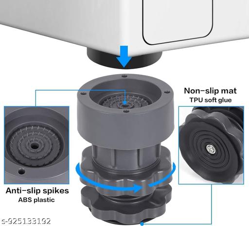 Washing Machine Vibration Pads - Adjustable Dryer Shock & Noise Cancelling Pads, Anti Vibration Pads for Washing Machine Support, Height Adjustment Feet for Refrigerators, Sofa, Tables etc., Stand for Furniture(4 Pcs Set) - Fluxx Kart