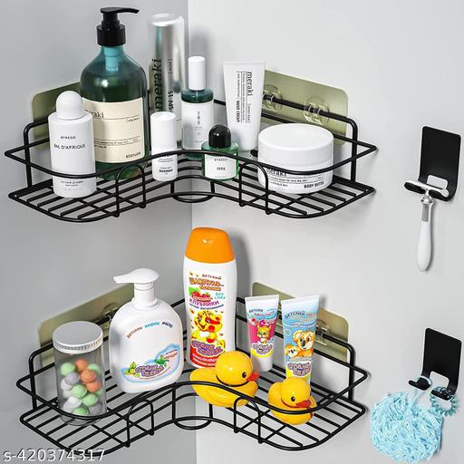 2 pis combo of the Self-Adhesive Metal Bathroom Corner Rack Storage Shelves Bathroom Shelf/Shelves Corner - Fluxx Kart