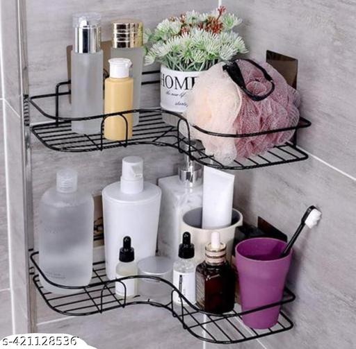  (Pack of 2 Multi-Purpose Corner Shelf for Bathroom and Kitchen - Self-Adhesive Bathroom Shelf, Space-Saving Corner Shelf for Kitchen, Washroom Organiser Durable - Fluxx Kart