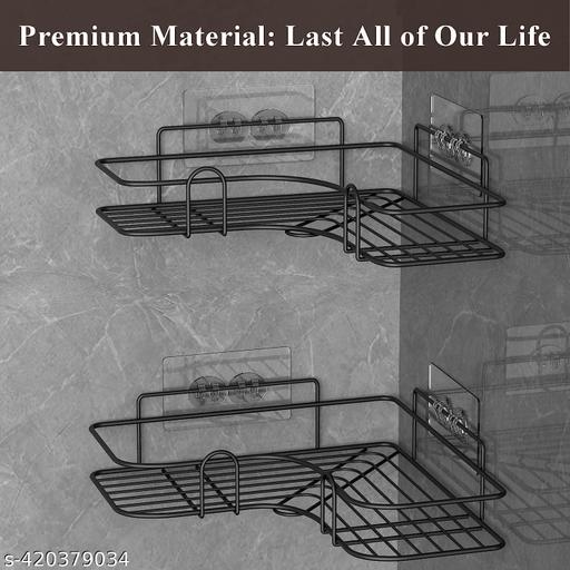  (Pack of 2 Multi-Purpose Corner Shelf for Bathroom and Kitchen - Self-Adhesive Bathroom Shelf, Space-Saving Corner Shelf for Kitchen, Washroom Organiser Durable - Fluxx Kart