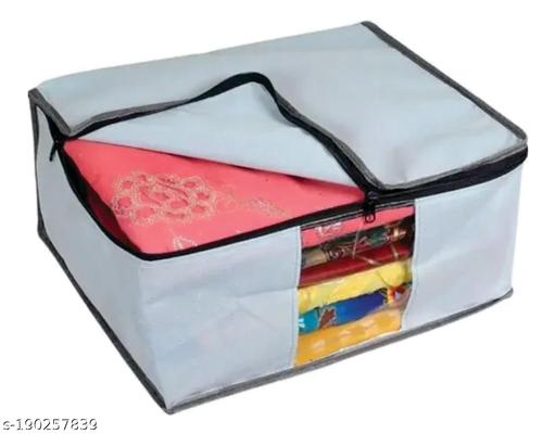 GREY color 6 Piece Non Woven Fabric Saree/Suit/Blanket/Garment Cover Set with Transparent Window, Extra Large, GREY COLOR - Fluxx Kart