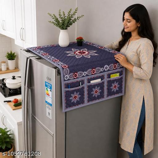 Heavy Duty Fridge Top Cover 21 X 39 Inches, Waterproof Dustproof Refrigerator Protector with Side Pockets - Fluxx Kart