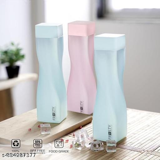 Stysol Stylo Frosty 100% Food Grade Premium Plastic Fridge Square Water Bottle with Soft Mat Finish Unbreakable Water Bottle 1 Litre | Plastic Water Bottle(Pack of 6 pcs) - Fluxx Kart