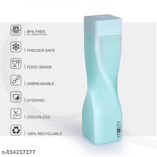 Stysol Stylo Frosty 100% Food Grade Premium Plastic Fridge Square Water Bottle with Soft Mat Finish Unbreakable Water Bottle 1 Litre | Plastic Water Bottle(Pack of 6 pcs) - Fluxx Kart