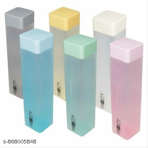 6 Pcs Frosty Water Bottle Set | Leakproof Plastic Fridge Bottle | Multicolor Square Water Bottle | Kitchen & Office Water Bottles Set | 1000 ml Bottle - Fluxx Kart