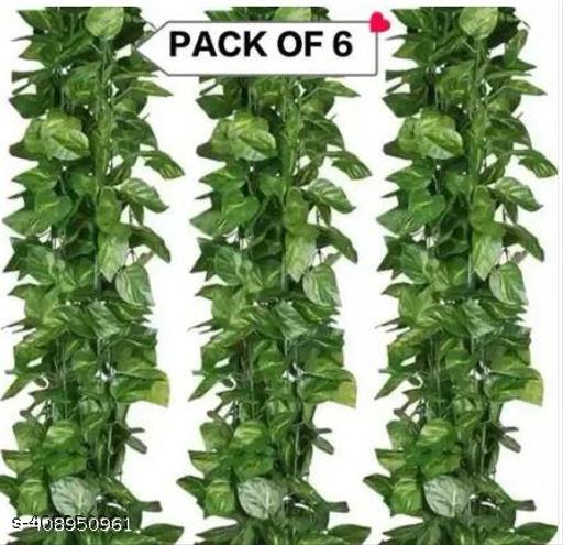 (8 Feet) (Set of 6 String) 30 Leave in one String Artificial Garlands Money Plant Hanging Leaves Greenery for Home Decor Main Door Wall, Balcony, Office, Decoration Party & Festival Craft - Fluxx Kart
