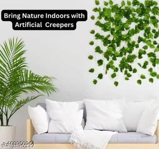 (8 Feet) (Set of 6 String) 30 Leave in one String Artificial Garlands Money Plant Hanging Leaves Greenery for Home Decor Main Door Wall, Balcony, Office, Decoration Party & Festival Craft - Fluxx Kart