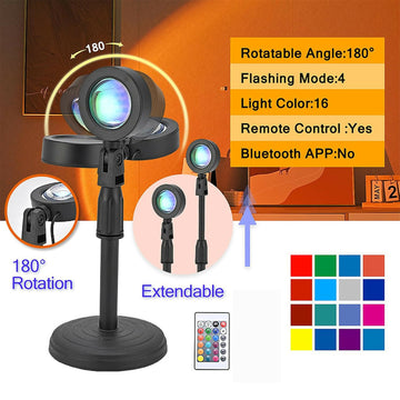 Sunset Lamp 16 Color RGB Projection Light with Remote & Adjustable Stand - FRK Products 