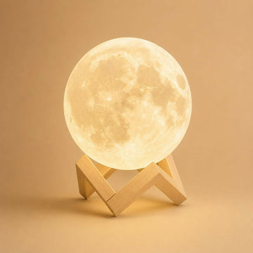 3D Moon Lamp with Wooden Stand, Warm LED Night Light for Room Decor - FRK Products 