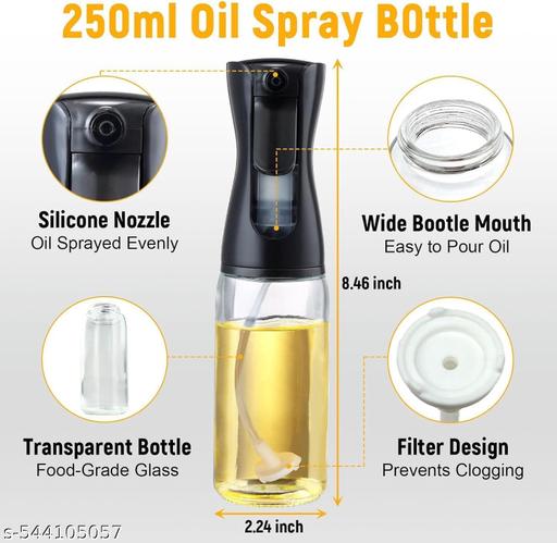 200ml Glass Oil Dispenser Spray Bottle, Refillable Food Grade Oil Vinegar Sprayer Bottles for Kitchen, Air Fryer, Salad, Baking, Grilling, Frying (Pack of 1) - FRK Products 