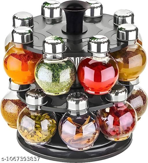 Revolving Spice Rack | 16 in 1 Masala Rack Set | Big Spice Container | Seasoning Kitchen Storage Organization | Turntable Condiment Stand | Revolving Spice Rack | Condiment Set - FRK Products 