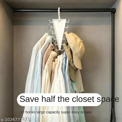 Triangle 12 Hook Clothes Hanger Organizer | Space Saving Wardrobe Hanger for Scarves, Belts & Accessories (Pack of 2) - FRK Products 