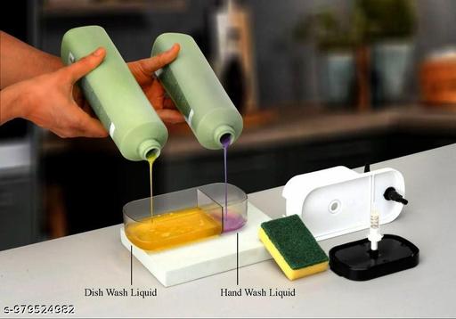3-in-1 Soap Pump Dispenser with Sponge Holder – Kitchen Sink & Bathroom Liquid Soap Dispenser for Countertop – Stylish & Functional Dish Soap Pump (Multicolor - PACK OF 1) - FRK Products 
