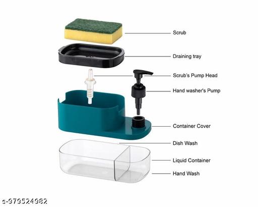 3-in-1 Soap Pump Dispenser with Sponge Holder – Kitchen Sink & Bathroom Liquid Soap Dispenser for Countertop – Stylish & Functional Dish Soap Pump (Multicolor - PACK OF 1) - FRK Products 