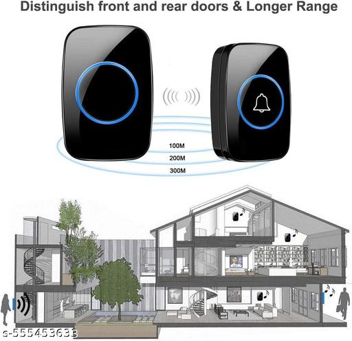 Wireless Doorbell, Waterproof Door Bell Kit, Over 1000 feet Range and 60 Chime, 5 Levels Volume and LED Flash, for Home Office Classroom - Gadgetztore
