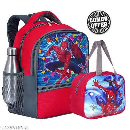 Spiderman bag 30 Liter 16 ×12inch Pre-School 31cm For Nursery (LKG/UKG/1st std) Waterproof School Bag with Free lunch bag - Gadgetztore