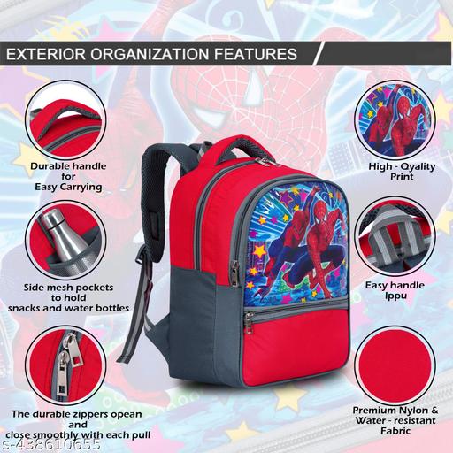 Spiderman bag 30 Liter 16 ×12inch Pre-School 31cm For Nursery (LKG/UKG/1st std) Waterproof School Bag with Free lunch bag - Gadgetztore