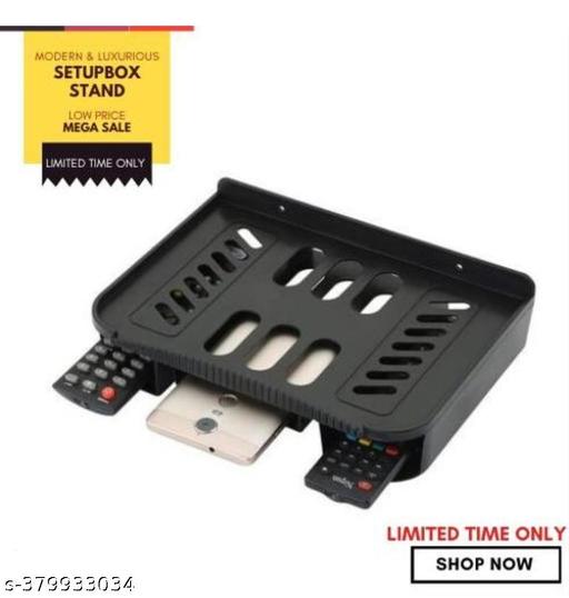 Set Top Box Stand Wall Mount with Double Remote Holder for Speakers, Wi-Fi Router, VR Sensors, TV Cable Box and Playstation TV(Pack of 1, Black) - Gadgetztore