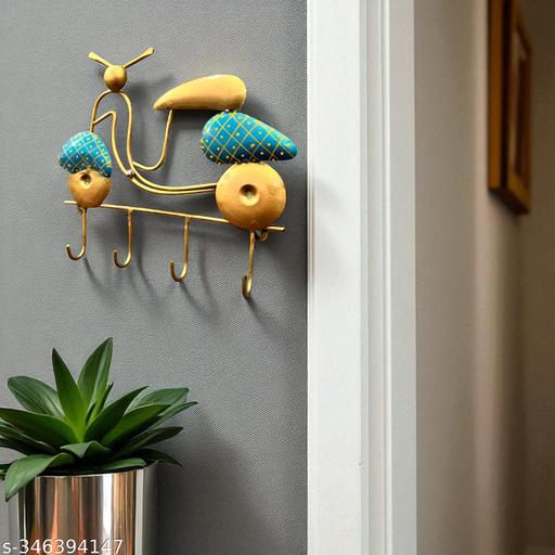 Scooter Shaped Iron Wall Key Holder with 4 Hooks - Gadgetztore