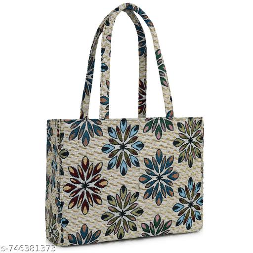 Premium Floral Printed Multipurpose Tote Bag for Women | Strong Handle | Daily Use Shopping & Office Handbag - Gadgetztore