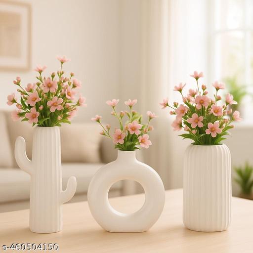 Multipurpose Flower Vase and Ceramic Vases Set Of 3 for Home Decor, Office and Gifting - Gadgetztore