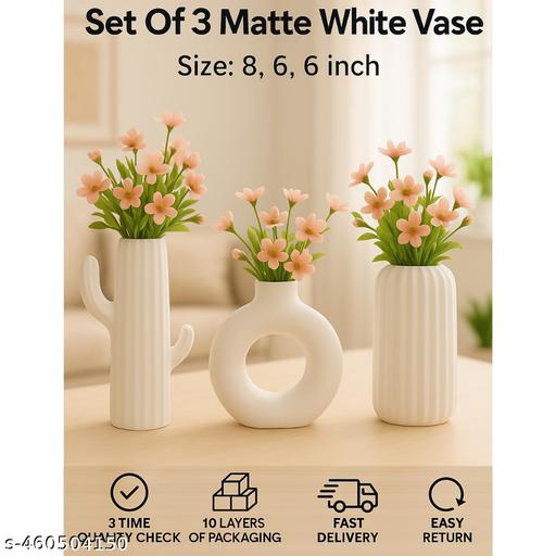 Multipurpose Flower Vase and Ceramic Vases Set Of 3 for Home Decor, Office and Gifting - Gadgetztore