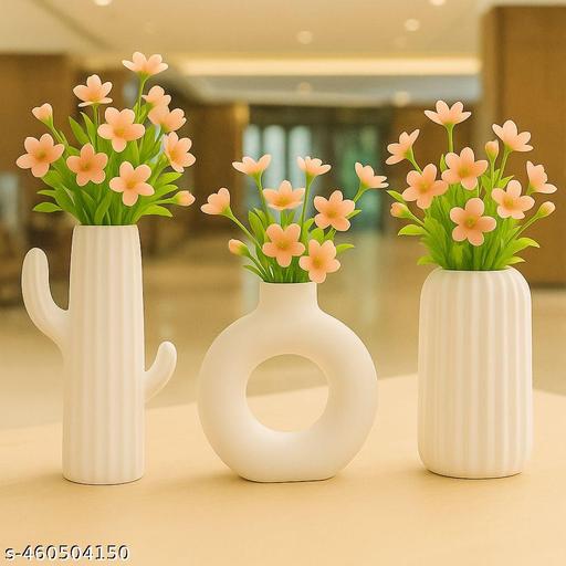 Multipurpose Flower Vase and Ceramic Vases Set Of 3 for Home Decor, Office and Gifting - Gadgetztore