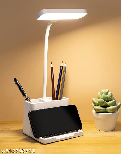 Rechargeable LED Table Lamp with Phone Stand & Pen Holder | USB Charging | Flexible Neck | Eye Protection Light for Study, Office & Home - Gadgetztore