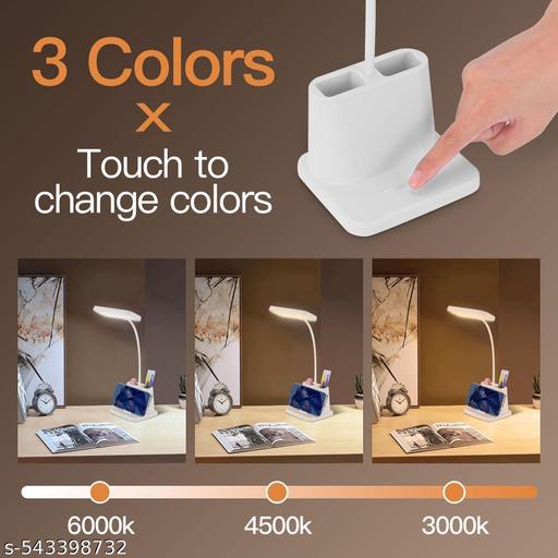 Rechargeable LED Table Lamp with Phone Stand & Pen Holder | USB Charging | Flexible Neck | Eye Protection Light for Study, Office & Home - Gadgetztore