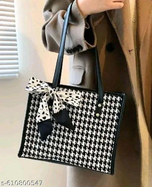 houndstooth black tote - Gagan Elite
