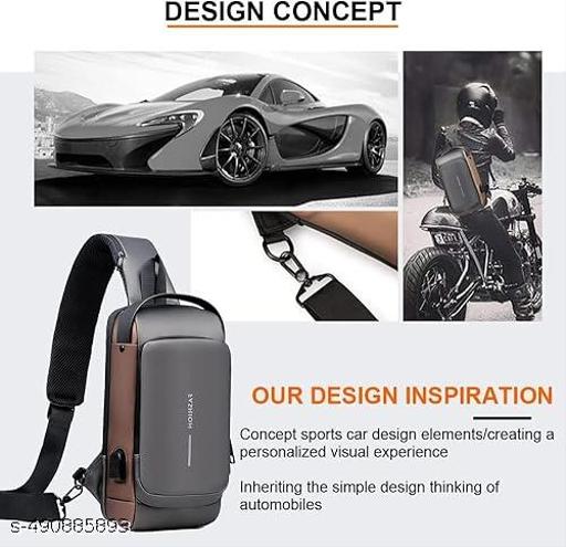 Waterproof Polyester Slim Unisex Crossbody Sling Bag Chest Backpack Men's Shoulder Bag, Leisure Travel Handbag, Hard Shell Anti-Theft Chest Bag(1pc). - Gagan Elite