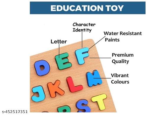 Wooden Alphabet Puzzle Toys, ABC Letter & Number Puzzle for Toddlers 18+ Months Old, Preschool Learning Toys for Kids, Educational Name Puzzle Gift for Boys and Girls (Alphabet Puzzle) - Gagan Elite