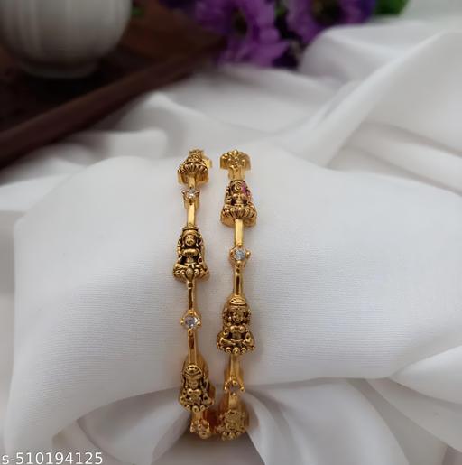 PREMIUM QUALITY MATTE FINISH AD STONE LAKSHMI BANGLE - Gagan Elite