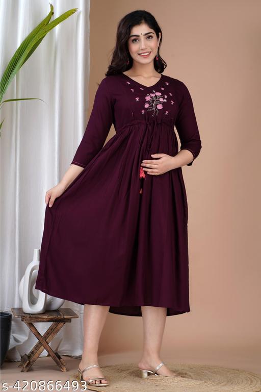Feeding Maternity Kurti Both Side Zip Anarkali Kurta & Kurtis Zipper dress Beautiful Embroidery - Gagan Elite