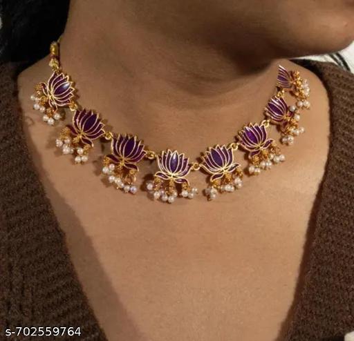 new fancy desine lotus moti jewllery set for women - Gagan Elite