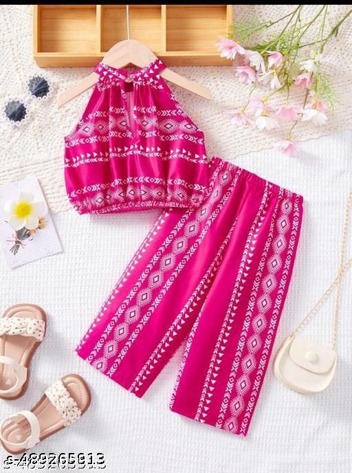 Baby Girl Summer Cute Geometric Print Camisole & Elastic Waist Pants 2pcs Set - Gagan Elite