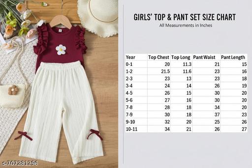 Trendy Girls Top And Bottom Sets | Summer Special Smocked T-Shirt and Pant Combo | Breathable Cotton Blend Summer Wear for Kids Girls - Gagan Elite