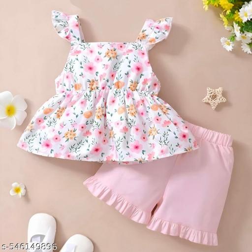 Trendy baby girl's dress and shorts set - Gagan Elite