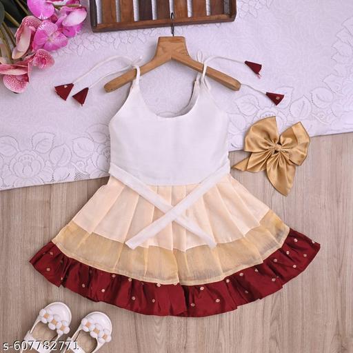 Stylish Maroon Kids Dress with Flowers, Ethnic, Party Wear - Gagan Elite