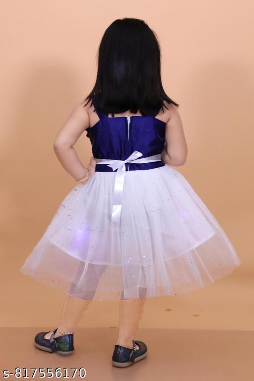 premium quality fabric and comfortable for baby girl light frock | white and navy blue, layered skirt, flower bodice, sequins, beads, flowers, butterflies, A-line, one-piece, party frock, tiered skirt, sleeveless, , tiered, above knee, Girls, partywear, tulle, satin, all-season, headband - Gagan Elite