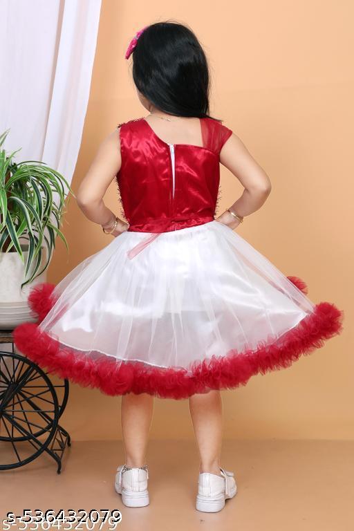 Gorgeous Red Net Partywear GiRLS Frock - Gagan Elite