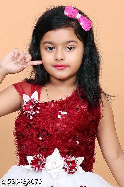 Gorgeous Red Net Partywear GiRLS Frock - Gagan Elite