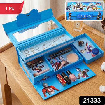 Multipurpose Folding Makeup and Jewelry Storage Box with Mirror (1 Pc) - Gagan Elite