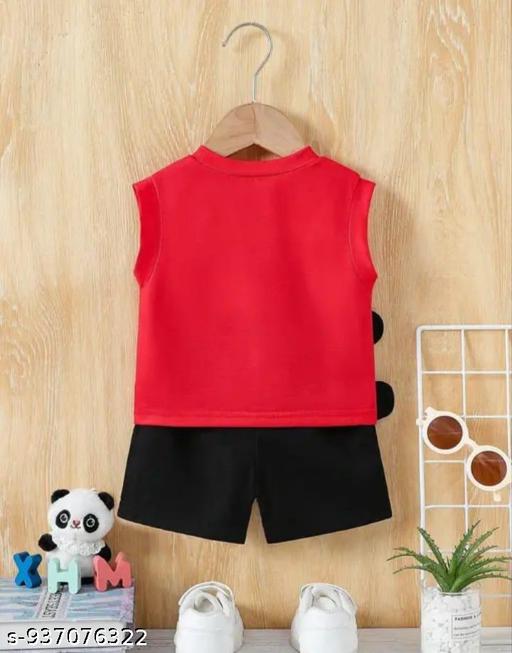 Panda Print Kids Sleeveless T‑Shirt & Short Set...panda print summer set. Features a bright red sleeveless - Gagan Elite