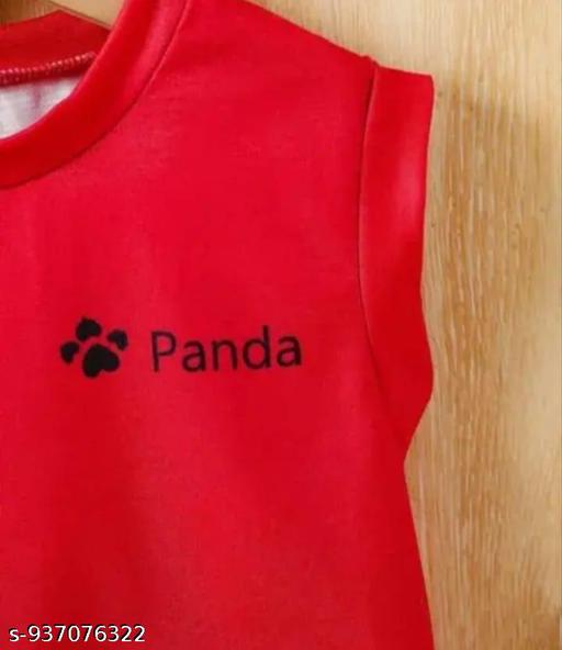 Panda Print Kids Sleeveless T‑Shirt & Short Set...panda print summer set. Features a bright red sleeveless - Gagan Elite