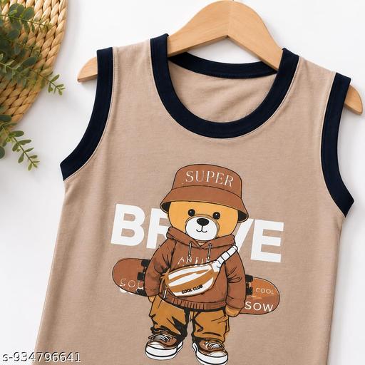 Baby Boys Bear Print Sleeveless T-Shirt & Shorts Co-Ord Set|Boys Casual Summer Co-Ord Set - Gagan Elite