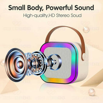 Portable Karaoke Speaker with Wireless Mic, LED Light Effects, BT 5.3 - Gagan Elite